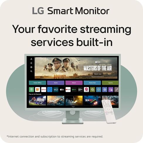 LG 32SR50F-G Smart Monitor 32-Inch FHD (1920x1080) IPS Display, webOS 23, HDR 10, x2 Built-in Speakers, AirPlay 2, Screen Share, Bluetooth, ThinQ App, Remote Control, Green in Kuwait