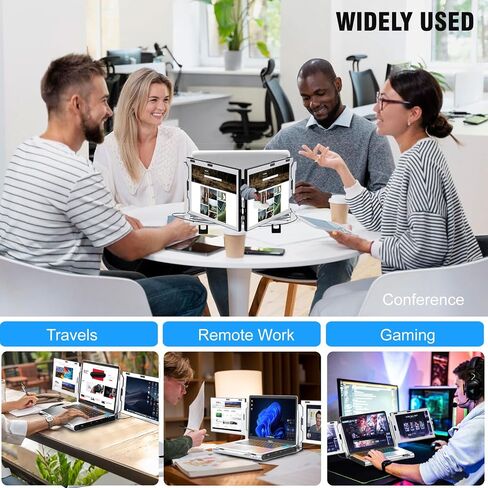 KEFEYA Laptop Screen Extender for 11"-17" Laptop, Upgraded 360° Rotation Triple Monitor for Laptop- 10.1" Portable Screen Extender Full IPS - HDMI/USB-A/Type-C Plug & Play for Wins/Mac/Chrome in Kuwait