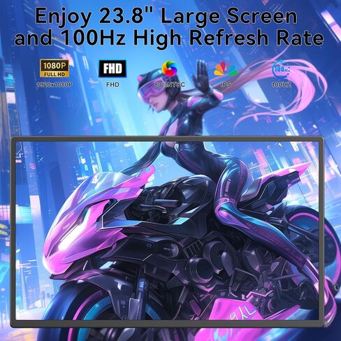 Portable Monitor, 24 inch 1080P FHD 100Hz Laptop Screen Extender, Large Gaming Monitor IPS Display for Laptop, Desktop, MacBook, PS4/5 with Kickstand VESA Compatible in Kuwait