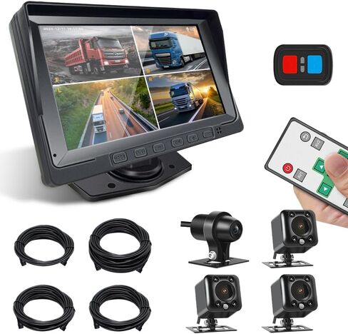 VSYSTO H10 4CH 1080P Dash Cam with 10'' HD LCD Display Front Left Right Rear 360 View Backup Camera System IR Night Vision IPX7 Waterproof and 1TB Memory Card Support in Kuwait
