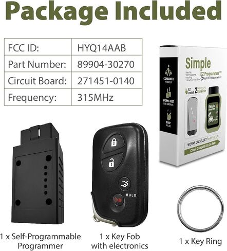 Smart Key Fob Replacement for 2005 2006 2007 2008 Lexus ES350 IS250 IS350 GS300 GS350 GS430 GS450h GS460 LS460 LS600h 271451-0140 HYQ14AAB Keyless Entry 4 Buttons 315MHz in Kuwait