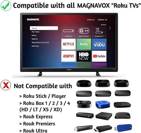 OEM Replacement Remote Control for Magnavox Roku TV, No Pairing Required, Ready to Use with Magnavox Roku Smart 4K UHD TV【Not Compatible with Roku Stick or Box】-Netflix, Disney+, Apple TV+, PrimeVideo in Kuwait