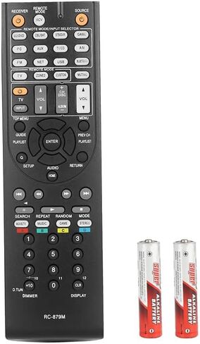 RC-879M RC879M Remote Control Compatible with Onkyo AV Receiver HT-R393 HT-R593 TX-SR333 TX-NR535 HTR393 HTR593 TXSR333 TXNR535 Replacement Controller with Batteries in Kuwait