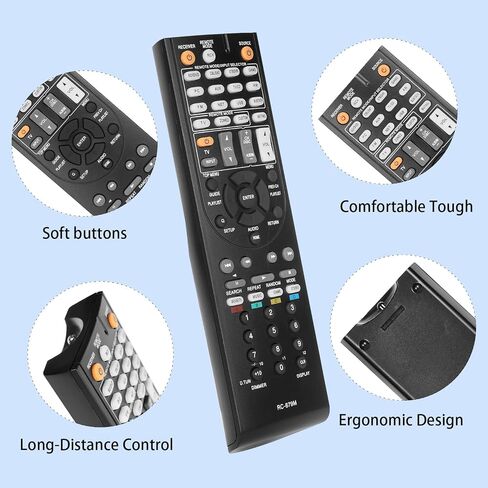 RC-879M RC879M Remote Control Compatible with Onkyo AV Receiver HT-R393 HT-R593 TX-SR333 TX-NR535 HTR393 HTR593 TXSR333 TXNR535 Replacement Controller with Batteries in Kuwait