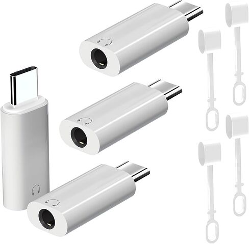 USB C to 3.5mm Headphone Jack Adapter, 3.5mm to USB C Adapter, Compatible with Phone17/ 16 Pro Max 15 Pro Max, Galaxy S24 S23 S22, Pixel, Pad Pro(4-Piece Set) in Kuwait