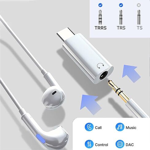 USB C to 3.5mm Headphone Jack Adapter, 3.5mm to USB C Adapter, Compatible with Phone17/ 16 Pro Max 15 Pro Max, Galaxy S24 S23 S22, Pixel, Pad Pro(4-Piece Set) in Kuwait