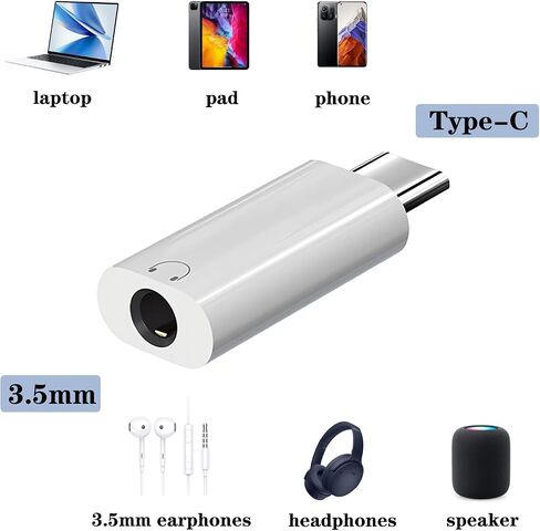 USB C to 3.5mm Headphone Jack Adapter, 3.5mm to USB C Adapter, Compatible with Phone17/ 16 Pro Max 15 Pro Max, Galaxy S24 S23 S22, Pixel, Pad Pro(4-Piece Set) in Kuwait