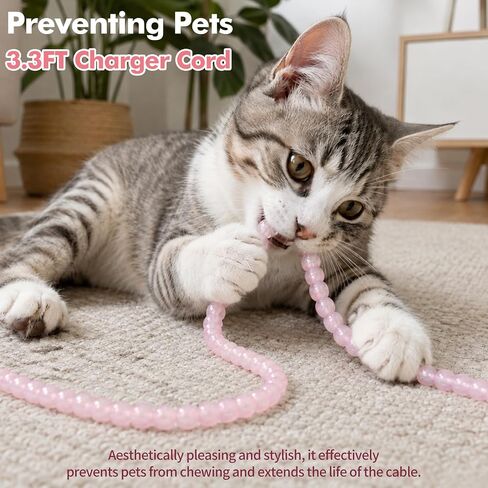 Aolcev 4 in 1 USB C Cable Multi Beaded for iPhone Charger Cord 3.3FT Pink in Kuwait