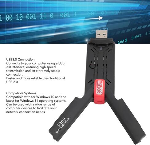 1 Pack USB WiFi Adapter 5400Mbps Tri Band 2.4G 5G 6G WiFi 6E, USB3.0 Wireless Network Adapter for Desktop Laptop PC 10 11 in Kuwait