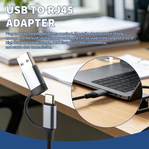 USB Ethernet Adapter USB 3.0 & USB-C Aluminum Body 1000 Mbps LAN in Kuwait