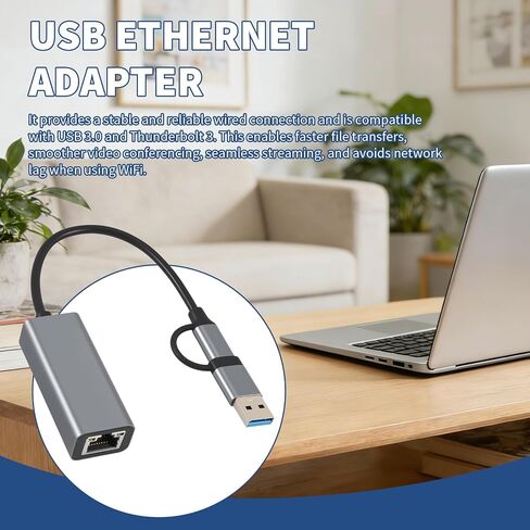 USB Ethernet Adapter USB 3.0 & USB-C Aluminum Body 1000 Mbps LAN in Kuwait
