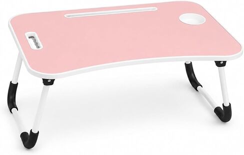 Foldable Laptop Bed Tray Table with Cup Holder, Pink in Kuwait