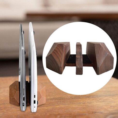 2 Slot Wooden Laptop Stand Upright Desk Organizer in Kuwait