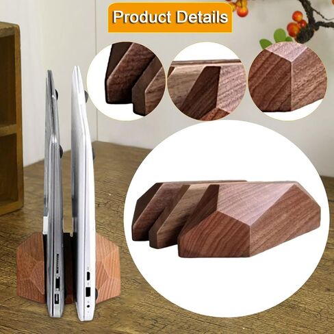 2 Slot Wooden Laptop Stand Upright Desk Organizer in Kuwait