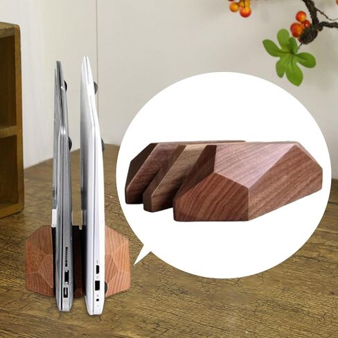 2 Slot Wooden Laptop Stand Upright Desk Organizer in Kuwait