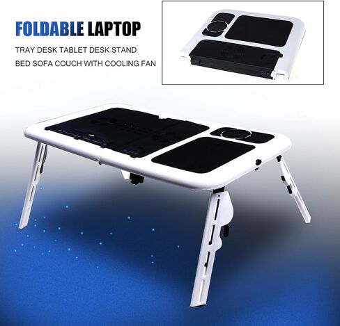 Foldable Laptop Desk ABS Steel Adjustable Angle with Dual Fans in Kuwait
