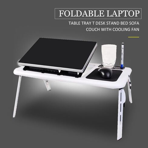 Foldable Laptop Desk ABS Steel Adjustable Angle with Dual Fans in Kuwait