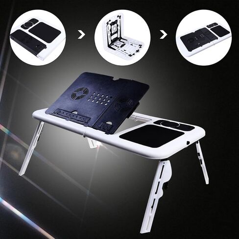 Foldable Laptop Desk ABS Steel Adjustable Angle with Dual Fans in Kuwait