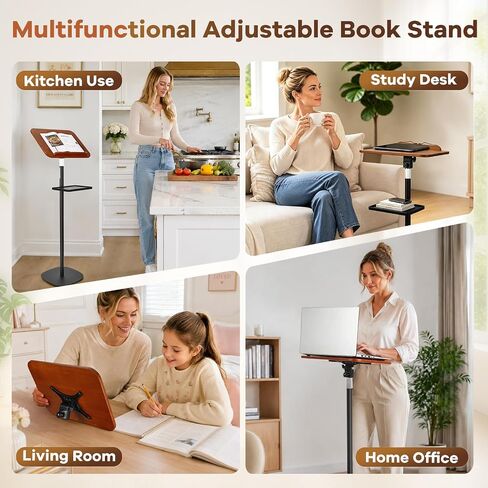 Adjustable Book Stand for Reading with Removable Tray, Solid Wood in Kuwait