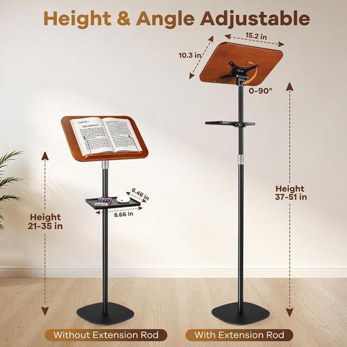 Adjustable Book Stand for Reading with Removable Tray, Solid Wood in Kuwait