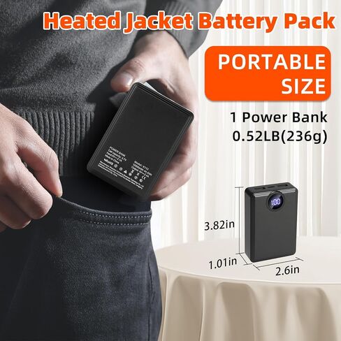 2 PACK 12000mAh Heated Vest Battery Pack, USB Power Bank Portable Dual Output Ports (not for 7.4V or 12V)with LED Display for Heating Jacket Hoodies Pants Heated Chair and Smart Device in Saudi Arabia