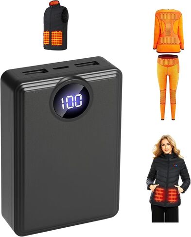 2 PACK 12000mAh Heated Vest Battery Pack, USB Power Bank Portable Dual Output Ports (not for 7.4V or 12V)with LED Display for Heating Jacket Hoodies Pants Heated Chair and Smart Device in Saudi Arabia