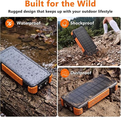 Solar Power Bank 20000mAh, Portable Wireless Charger for Watch Phone AirPod in Saudi Arabia