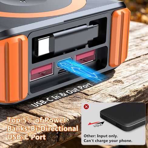 Solar Power Bank 20000mAh, Portable Wireless Charger for Watch Phone AirPod in Saudi Arabia