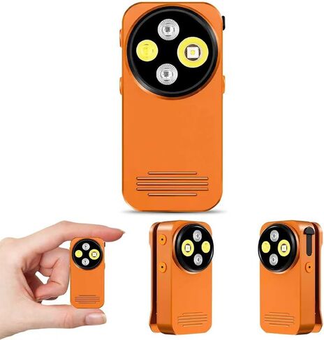 EDC Flashlight Clip-on Light, 600 Lumens Rechargeable Flashlight, Mini Pocket Clip-on Light with RGB Mode, Magnetic Small Flashlight Type-C for Camping Repairing Signaling Cycling, Orange in Kuwait