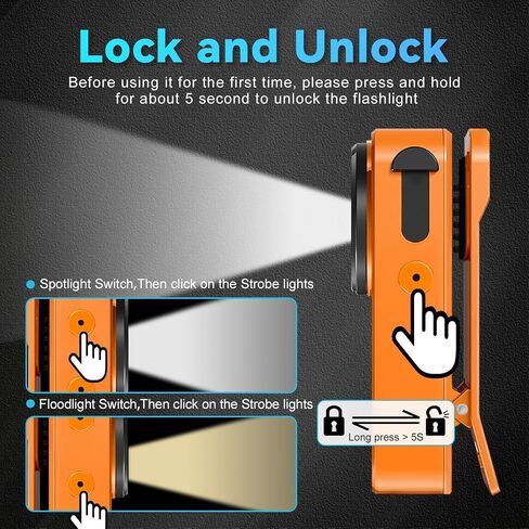 EDC Flashlight Clip-on Light, 600 Lumens Rechargeable Flashlight, Mini Pocket Clip-on Light with RGB Mode, Magnetic Small Flashlight Type-C for Camping Repairing Signaling Cycling, Orange in Kuwait
