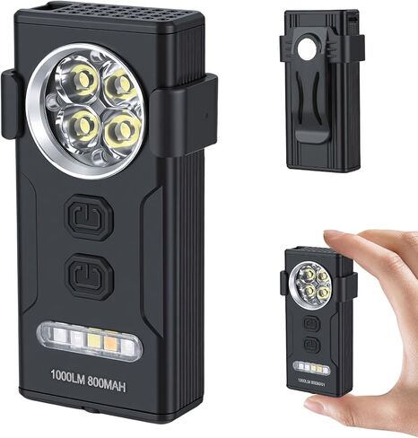 ELUTENG Hat Lights Clip on 1000 Lumens Waterproof EDC Flashlight Rechargeable USBC-Charging Magnetic Flashlight for Outdoor, Car Repairing, Running, Emergency in Kuwait