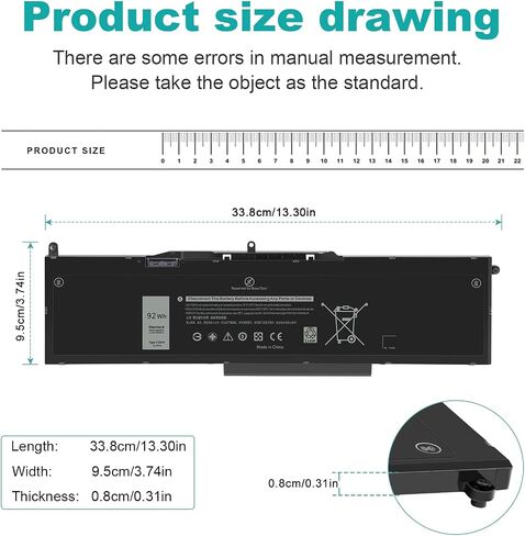 ASUNCELL VG93N 92Wh 6-Cell Laptop Battery Compatible with Dell Precision 15 3520 3530 M3520 M3530 Latitude 5580 5590 5591 E5580 E5590 E5591 Series 0VG93N WFWKK 0WFWKK 11.4V 7666mAh in Kuwait