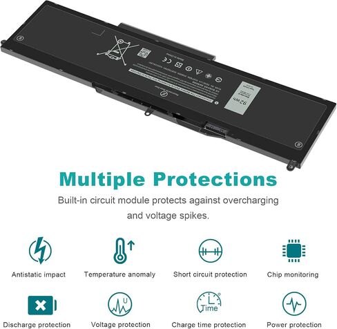 ASUNCELL VG93N 92Wh 6-Cell Laptop Battery Compatible with Dell Precision 15 3520 3530 M3520 M3530 Latitude 5580 5590 5591 E5580 E5590 E5591 Series 0VG93N WFWKK 0WFWKK 11.4V 7666mAh in Kuwait