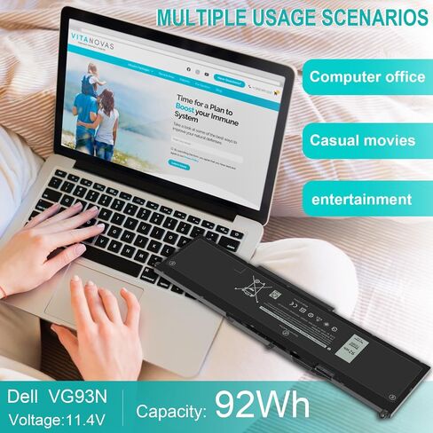 ASUNCELL VG93N 92Wh 6-Cell Laptop Battery Compatible with Dell Precision 15 3520 3530 M3520 M3530 Latitude 5580 5590 5591 E5580 E5590 E5591 Series 0VG93N WFWKK 0WFWKK 11.4V 7666mAh in Kuwait