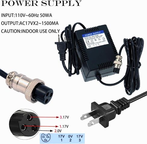 AC 17V x2 Mixer Power Supply for Yamaha MG10XU 3-Pin Adapter in Kuwait
