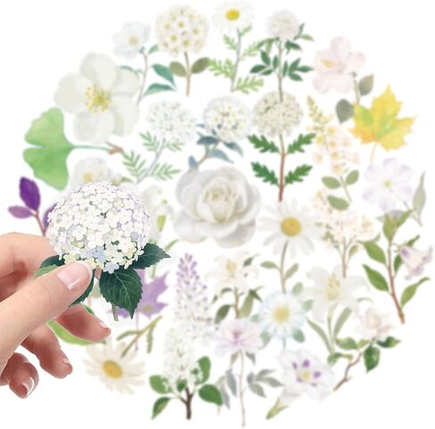 200pcs PET Flower Stickers for Water Bottles, Waterproof Transparent Holographic Flowers Sticker for Skateboard, Laptop, Bike, Hydroflask, Natural Plant Floral Stickers for Adults (#2) in Saudi Arabia