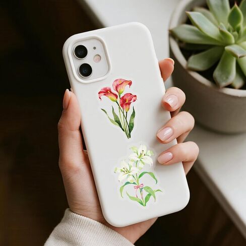 200pcs PET Flower Stickers for Water Bottles, Waterproof Transparent Holographic Flowers Sticker for Skateboard, Laptop, Bike, Hydroflask, Natural Plant Floral Stickers for Adults (#2) in Saudi Arabia