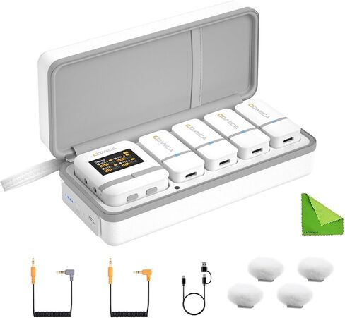 comica Vimo Q Four-Channel Mini Wireless Lavalier Microphone System with 4 Transmitters and 1 Receiver-White in Kuwait