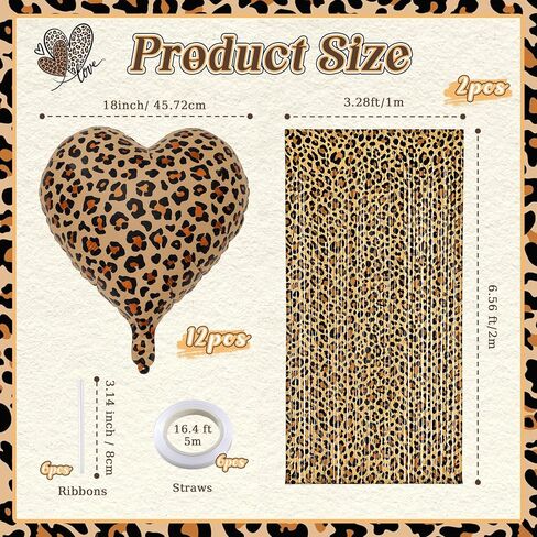 14 Pcs Cheetah Print Party Decorations Set, Cheetah Birthday Decorations in Kuwait