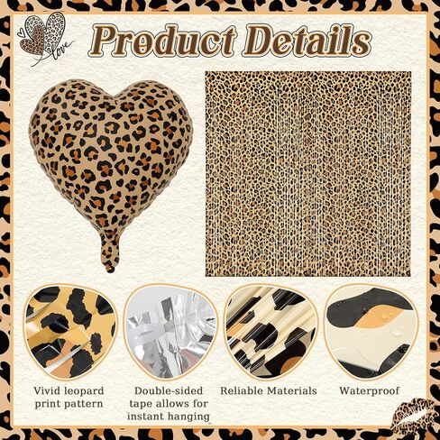 14 Pcs Cheetah Print Party Decorations Set, Cheetah Birthday Decorations in Kuwait