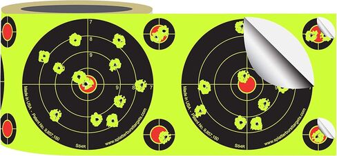 Splatterburst Targets - Roll of (200) 4 Inch Stick & Splatter Self Adhesive Shooting Target Stickers - Gun - Rifle - Pistol - Airsoft - BB Gun - Pellet Gun - Air Rifle - Made in USA in Kuwait