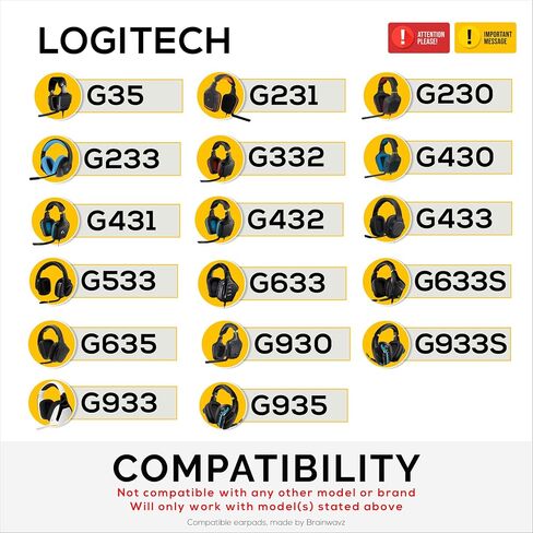 Hybrid Earpads for Logitech G933 G35 G930 G933S G935 G633 G633S G635 G533 G430 Headsets, & More. Cooling Gel Gaming Cushions with Super Soft Fabric & Thick Memory Foam, Additional Comfort By Brainwavz in Kuwait