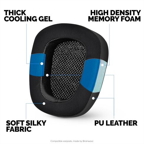 Hybrid Earpads for Logitech G933 G35 G930 G933S G935 G633 G633S G635 G533 G430 Headsets, & More. Cooling Gel Gaming Cushions with Super Soft Fabric & Thick Memory Foam, Additional Comfort By Brainwavz in Kuwait