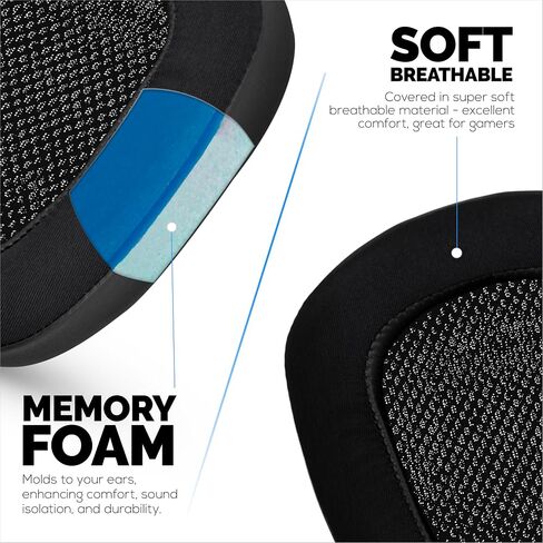 Hybrid Earpads for Logitech G933 G35 G930 G933S G935 G633 G633S G635 G533 G430 Headsets, & More. Cooling Gel Gaming Cushions with Super Soft Fabric & Thick Memory Foam, Additional Comfort By Brainwavz in Kuwait