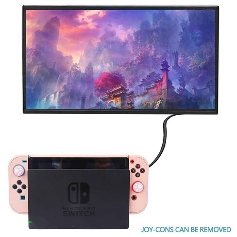 Dockable Case for Nintendo Switch - COMCOOL 3 in 1 Protective Cover Case for Nintendo Switch and Joy-Con Controller with Screen Protector and Thumb grips - Pink in Kuwait