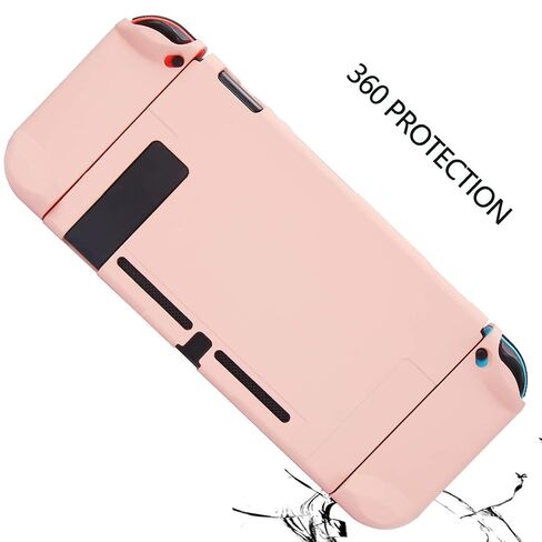 Dockable Case for Nintendo Switch - COMCOOL 3 in 1 Protective Cover Case for Nintendo Switch and Joy-Con Controller with Screen Protector and Thumb grips - Pink in Kuwait