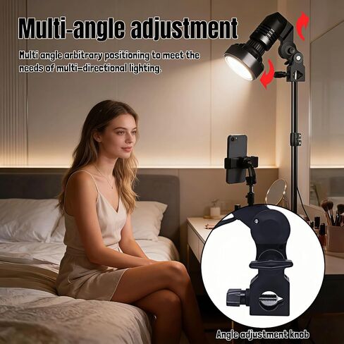 E27 Lamp Holder with Umbrella Bracket, 360° Adjustable Photography Light Stand Mount with 1.8M Cable & Switch, Nylon E27 Socket for Studio Video Recording, Live Streaming, and Continuous Lighting in Kuwait