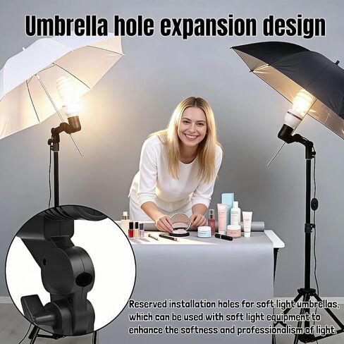 E27 Lamp Holder with Umbrella Bracket, 360° Adjustable Photography Light Stand Mount with 1.8M Cable & Switch, Nylon E27 Socket for Studio Video Recording, Live Streaming, and Continuous Lighting in Kuwait