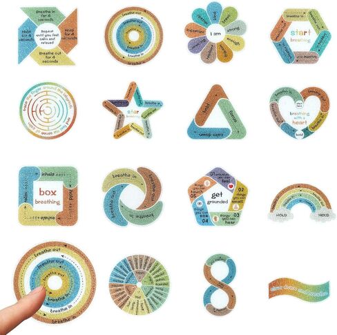 Anxiety Sensory Stickers, 15 Pcs Calming Textured Stickers for Sensory, Adhesive Breathing Fidget Mindfulness Calm Texture Stickers for Anxiety Relief Desks Classroom School Teacher Office Supplies in Kuwait