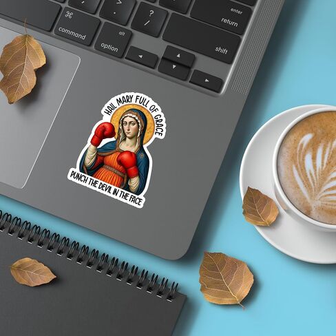(3PCS) Hail Mary Full of Grace Punch The Devil in The Face Sticker Catholic Meme,Christian Faith Religious Bible Verse, Books Laptops Phone Water Bottles Tumbler Cup Kindle 3x2.1 Inch in Kuwait